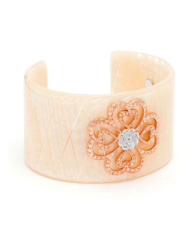 Diamond Select Cuts Silver 0.05 Ct. Tw. Diamond Filigree Bangle Bracelet In Pink