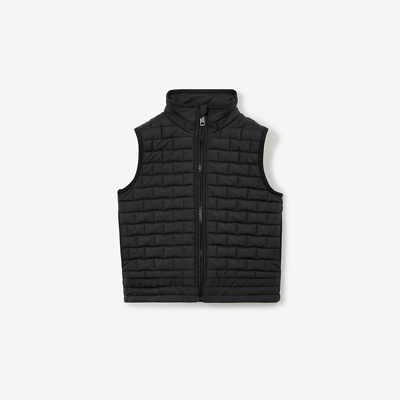 Burberry Kids' College-graphic Quilted Gilet In Black
