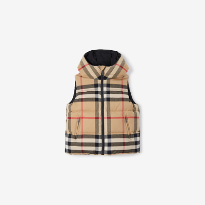 Burberry Kids' Check-pattern Padded Reversible Gilet In Archive Beige