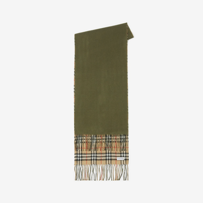 Burberry Check Cashmere Reversible Scarf In Shrub