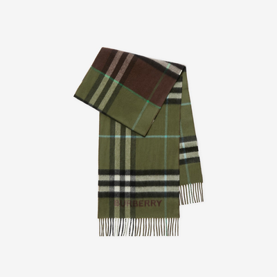 Burberry Check-print Cashmere Scarf In Brown/shrub