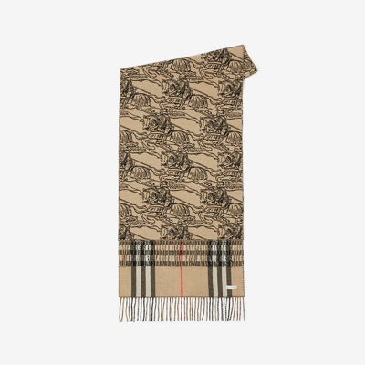 Burberry Ekd Cashmere Reversible Scarf In Archive Beige
