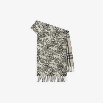 Burberry Cashmere Reversible Ekd Scarf In Stone