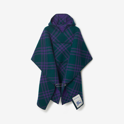 Burberry Check Wool Blanket Cape In Vine