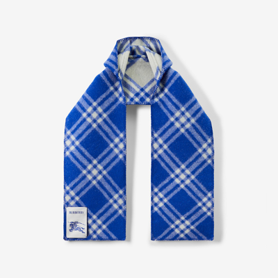 Burberry Check Wool Hooded Scarf In Knight