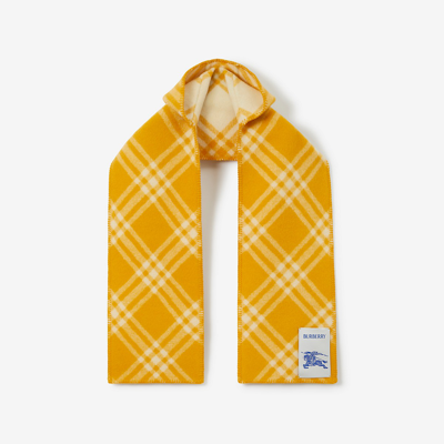 Burberry T-br Hooded Check Wool Scarf In Pear
