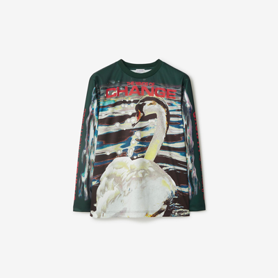 Burberry Swan Print Long-sleeved T-shirt In Multicolor