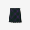 Burberry Asymmetrical High-waisted Silk Skirt With Plaid Pattern In Royal