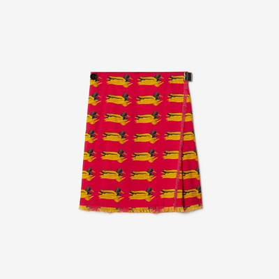 Burberry Duck Print Wool Kilt In Red