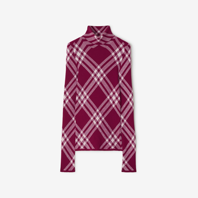 Burberry Wool-blench Check Sweater In Burgundy