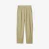 Burberry Petite Box-pleat Cotton Trousers In Hunter