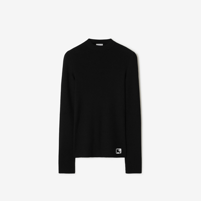 Burberry Ekd Ribbed Wool Jumper In Black