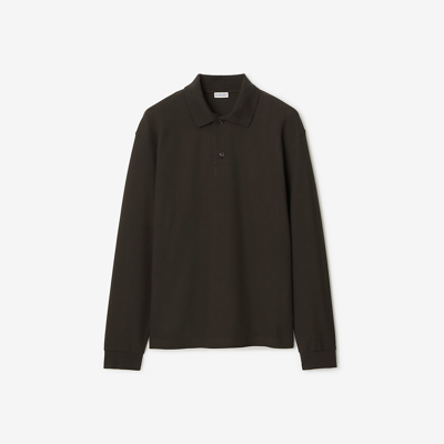 Burberry Long-sleeve Cotton Polo Shirt In Otter