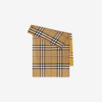 Burberry Checked Wool-blend Reversible Scarf In Pear