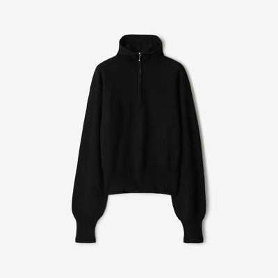 Burberry Brushed Wool Zip-up Sweatshirt In Black