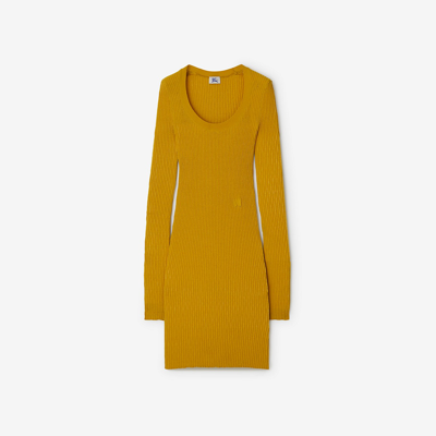 Burberry Mustard Stretch Wool Blend Dress In Orange
