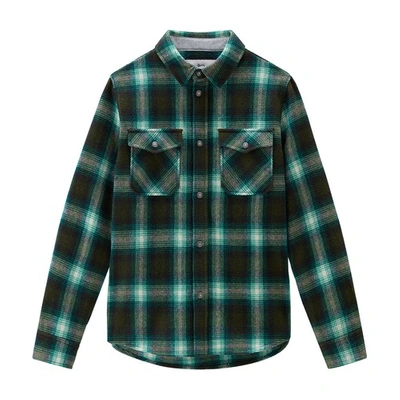 Woolrich Alaskan Melton Overshirt Jacket In Kelly_green_check