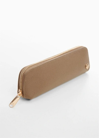 Mango Saffiano-effect Cosmetic Bag Light/pastel Brown In Light,pastel Brown