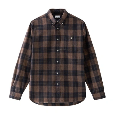 Woolrich Traditional Flannel Shirt In Brown_check