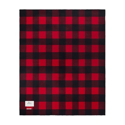 Woolrich Double-face Buffalo Check Blanket In Pure Wool In Red_buffalo