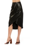 Alexia Admor Theana Faux Leather Pleated Midi Skirt In Black
