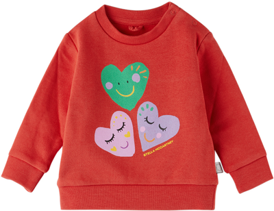 Stella Mccartney Red Sweatshirt For Baby Girl With Hearte And Logo