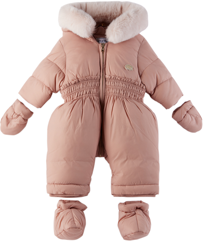 Tartine Et Chocolat Baby Pink Quilted Snowsuit In Nude