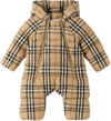 BURBERRY BABY BEIGE CHECK DOWN SNOWSUIT