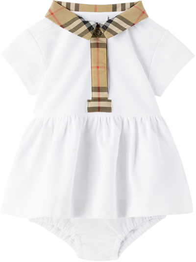 Burberry Baby White Check Dress & Bloomers Set