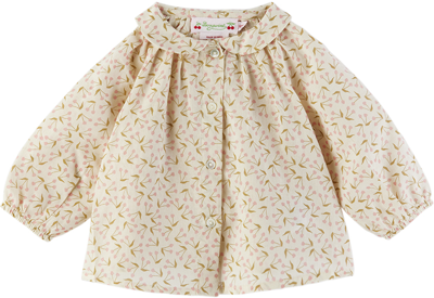 Bonpoint Baby Off-white Domino Blouse In Beige Multi