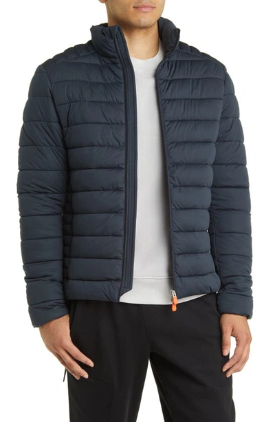 Save The Duck Alex Zip-front Padded Jacket In Blue Black