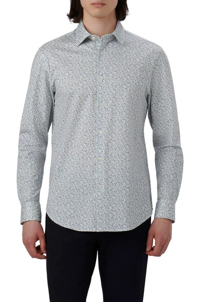 Bugatchi Men's Ooohcotton Tech James Geometric Long-sleeve Shirt In Zinc