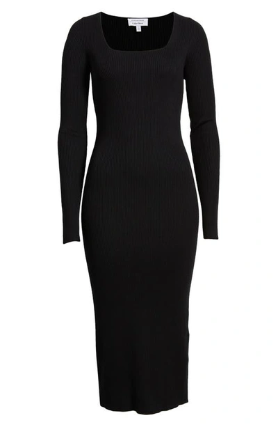 & Other Stories Long Sleeve Scoop Neck Midi Dress In Black