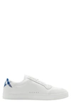 Burberry Terrace Leather Sneakers In White/ Knight Ip Chk