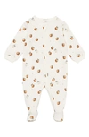FIRSTS BY PETIT LEM GOLDEN APPLES STRETCH ORGANIC COTTON FOOTIE