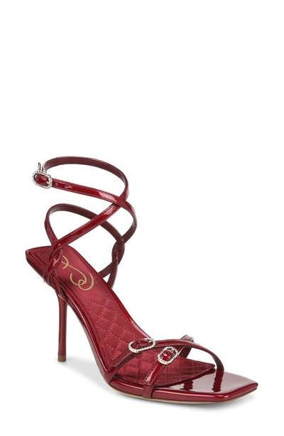 Sam Edelman Women's Trevin Crystal Buckle High Heel Sandals In Red