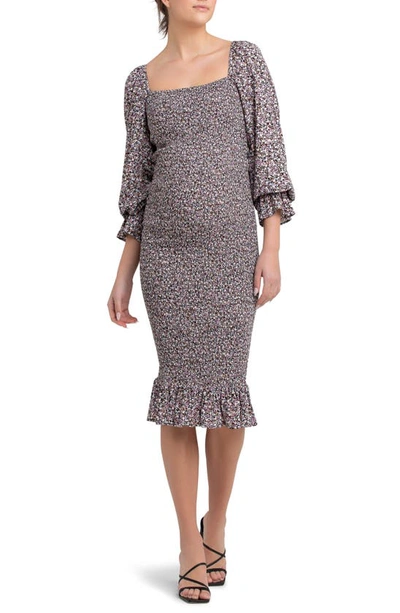 Ripe Maternity Willow Shirred Nursing Dress Black