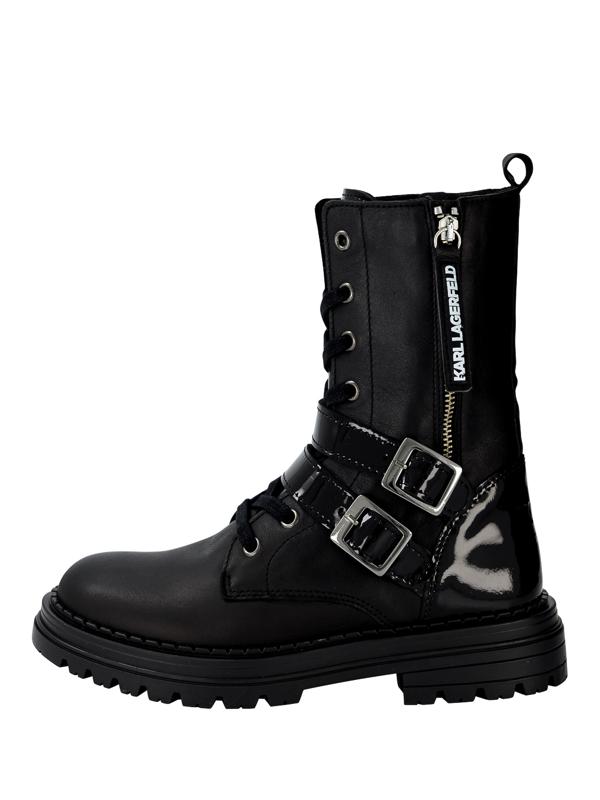 Karl Lagerfeld Kids logo-patch glossy rain boots - Black