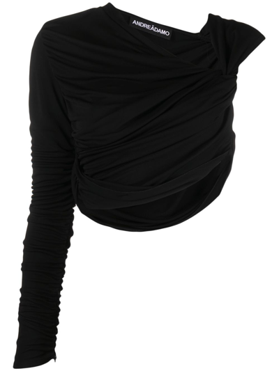 Andreädamo Draped Asymmetric Top In Black