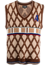 Ahluwalia Kingpin Knintted Vest In Brown