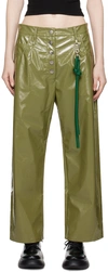 Song For The Mute Green Straight-fit Faux-leather Trousers In Olive Green
