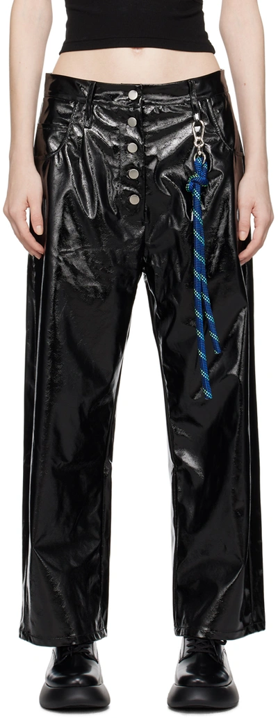 SONG FOR THE MUTE BLACK STRAIGHT-FIT FAUX-LEATHER TROUSERS