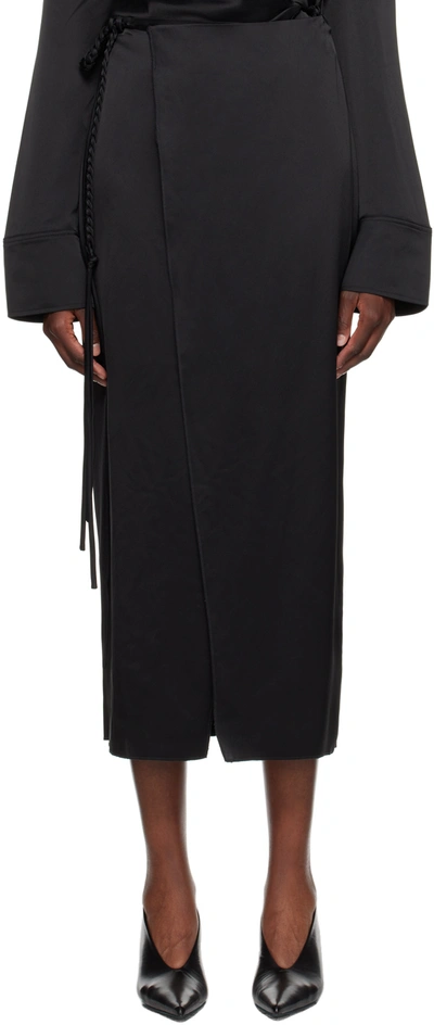 Nanushka Racha Satin Maxi Wrap Skirt In Black