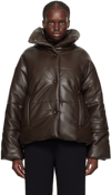 Nanushka Hide High Neck Puffer Jacket In Coffee Ground