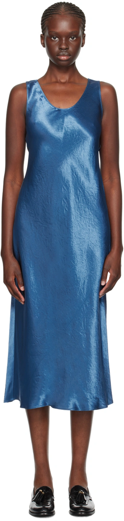 Max Mara Talete Satin Midi Slip Dress In Cornflower Blue