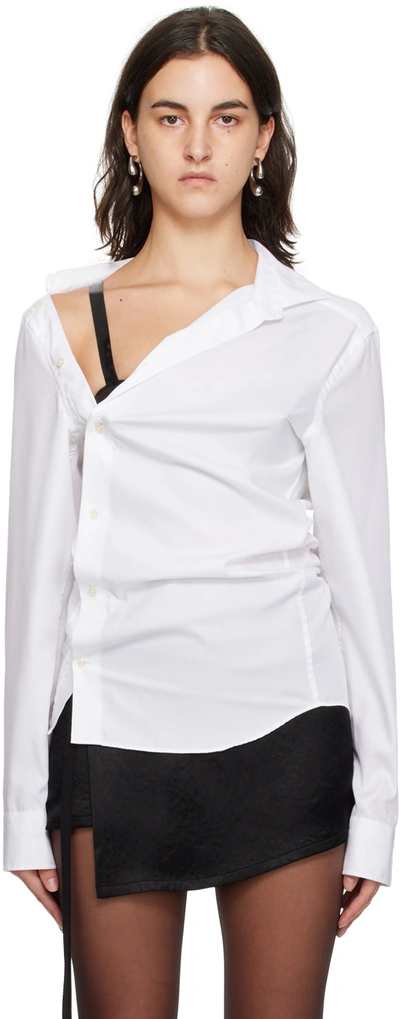 Hodakova Womens White Asymmetric Long-sleeved Cotton-poplin Shirt