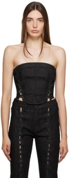 KSUBI BLACK LACED DENIM CORSET