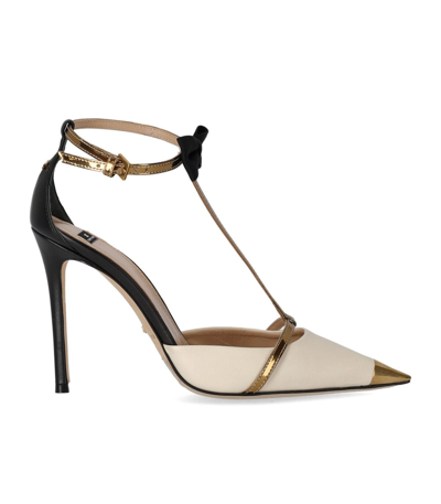 Elisabetta Franchi Black Butter Pump With Bow In White