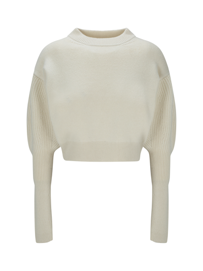 Alexander Mcqueen Cropped Wool Sweater In Ivory