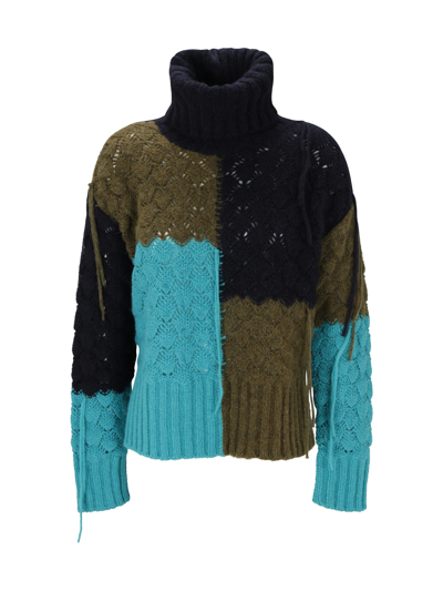Alanui Patchwork Knit Sweater In Multi